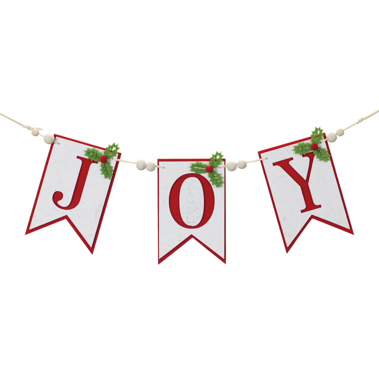 21" Red & White Joy Christmas Decorative Garland